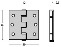 Intersteel Kugellagerscharnier quadratisch 89x89x2,5 mm bis 70 kg Edelstahl gebürstet