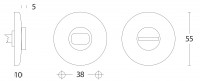 Technische Zeichnung: Rosette mit Toiletten-/Badezimmerverriegelung gewölbt rund Chrom matt von Intersteel