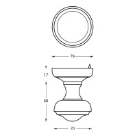 Technische Zeichnung: Türknauf feststehend Venere Rund 70 mm Chrom von Intersteel