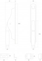 Technische Zeichnung: Tür-Stangenschloss Ton 400 Messing lackiert/Ebenholz von Intersteel