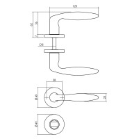 Intersteel Türdrücker Sigaar auf Rosette ø49x7 mm mit Bad/WC 8 mm Stift Messing lackiert