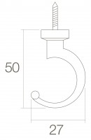 Technische Zeichnung: Kleiderhaken 50 mm Messing lackiert von Intersteel