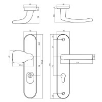 Intersteel Schutzbeschlag Oval Griff/Drücker mit Kernziehschutz und Profilzylinder-Lochung 72 mm Chr