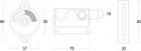 Technische Zeichnung: WC-Riegel mit Verkröpfung Chrom von Intersteel