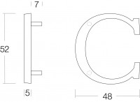 Technische Zeichnung: Hausbuchstabe C Nickel matt von Intersteel