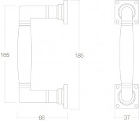 Technische Zeichnung: Türgriff Ton 180 mm Chrom/Ebenholz von Intersteel