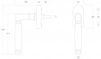 Technische Zeichnung: Fenstergriff Ton 222 Messing lackiert von Intersteel