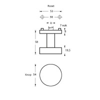 Intersteel Haustürknopf mittig ø53 auf Rosette ø52x10 mm für Wechselgarnitur Edelstahl gebürstet