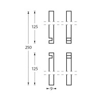 Technische Zeichnung: Stangenset Tür-Stangenschloss 2 x 125 cm Nickel von Intersteel