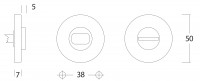 Technische Zeichnung: Rosette mit Toiletten-/Badezimmerverriegelung rund Chrom matt von Intersteel