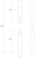 Technische Zeichnung: Stangenset für Fenster-Stangenschloss Chrom von Intersteel