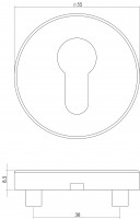 Technische Zeichnung: PZ-Schutzrosette Edelstahl gebürstet von Intersteel