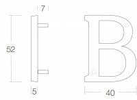 Technische Zeichnung: Hausbuchstabe B Chrom matt von Intersteel