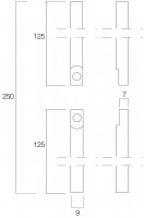Technische Zeichnung: Stangenset für Fenster-Stangenschloss Nickel von Intersteel