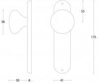 Technische Zeichnung: Knauf Pilz auf blindem Kurzschild Edelstahl gebürstet von Intersteel