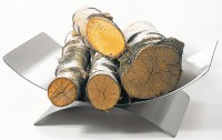 Holzkorb Holzaufbewahrung Edelstahl matt gebürstet B / H / T – 45 / 17 / 30cm