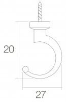 Technische Zeichnung: Kleiderhaken 20 mm Messing lackiert von Intersteel