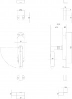 Technische Zeichnung: Fenster-Stangenschloss Ton 400 links Nickel/Ebenholz von Intersteel