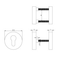 Technische Zeichnung: Sicherheitsrosette SKG3 rund Nickel matt von Intersteel
