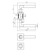 Intersteel Türdrücker Bau-Stil auf Rosette 55x55x10 mm mit PZ Rosetten anthrazitgrau