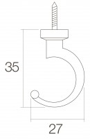 Technische Zeichnung: Kleiderhaken 35 mm Messing brüniert von Intersteel