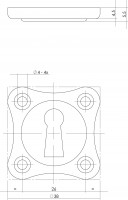 Technische Zeichnung: Rosette mit Schlüsselloch Kleeblatt Chrom von Intersteel