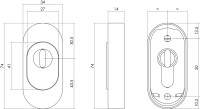 Intersteel Sicherheits-Schubrosette oval 74x34x15 mm mit Kernziehschutz Edelstahl gebürstet