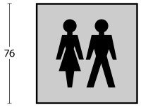 Intersteel Hinweisschilder Damen-und Herrentoilette 76x76x1,5 mm selbstklebend edelstahl gebürstet
