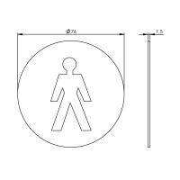 Intersteel Piktogramm Herrentoilette ø76x1,5 mm selbstklebend Edelstahl gebürstet