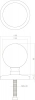 Technische Zeichnung: Kugelförmige Türknauf Messing unlackiert von Intersteel