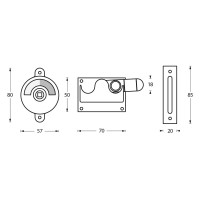 Technische Zeichnung: WC-Riegel mit Verkröpfung Mattschwarz von Intersteel