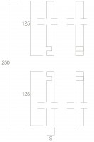 Technische Zeichnung: Stangenset Tür-Stangenschloss 2 x 125 cm Messing lackiert von Intersteel