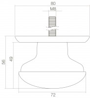 Technische Zeichnung: Türknauf feststehend ø80 mm Messing brüniert von Intersteel