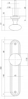 Technische Zeichnung: Knauf auf blindem Schild Nickel matt von Intersteel