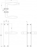 Technische Zeichnung: Türklinke Jutphaas auf blindem Schild Mattschwarz von Intersteel