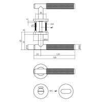 Intersteel Türdrücker Rombo auf Rosette ø53x8 mm mit Bad/WC 8 mm Stift anthrazitgrau