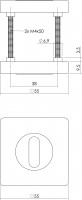 Technische Zeichnung: Rosette mit Schlüsselloch verdeckt quadratisch Chrom von Intersteel