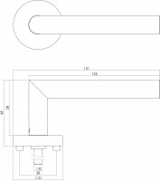 Technische Zeichnung: Türklinke 90° mit Profilzylinder-Lochung gebürsteter Edelstahl von Intersteel