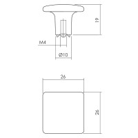 Intersteel Möbelknopf quadratisch 26 mm Schwarz