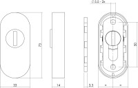 Intersteel Sicherheits-Schubrosette oval mit Rillenplatte Edelstahl gebürstet