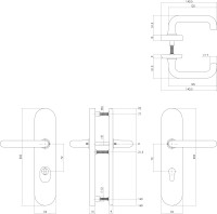 Intersteel Schutzbeschlag mit Kernziehschutz und Profilzylinder-Lochung oval Messing 72 mm