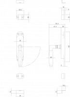 Technische Zeichnung: Fenster-Stangenschloss Ton 400 rechts Nickel/Ebenholz von Intersteel
