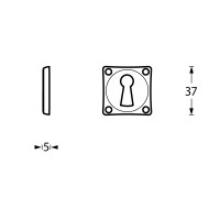 Technische Zeichnung: Rosette mit Schlüsselloch quadratisch Chrom von Intersteel