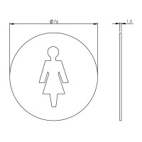 Intersteel Piktogramm Damentoilette ø76x1,5 mm selbstklebend Edelstahl gebürstet