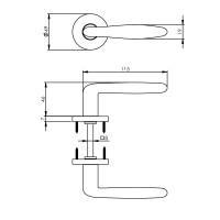 Technische Zeichnung: Türklinke Phobos Mattschwarz von Intersteel