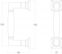 Technische Zeichnung: Türgriff Ton 150 mm Chrom/Ebenholz von Intersteel