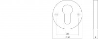 Technische Zeichnung: PZ-Schutzrosette rund verdeckt Nickel matt von Intersteel