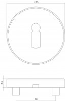 Technische Zeichnung: Rosette mit Schlüsselloch gebürsteter Edelstahl von Intersteel