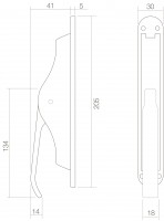 Technische Zeichnung: Tür-Stangenschloss Messing lackiert von Intersteel