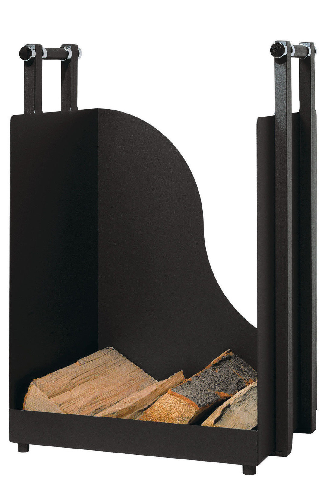 Holzkorb Holzkiste Kaminzubehör Metall schwarz beschichtet optional mit  Rollen | Kaminzubehör - Holzkörbe - Beschlagsshop